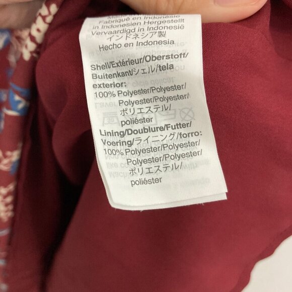 Madewell Burgundy Floral V Neck Button Back Long Sleeve Feminine Dress Medium - Picture 8 of 13